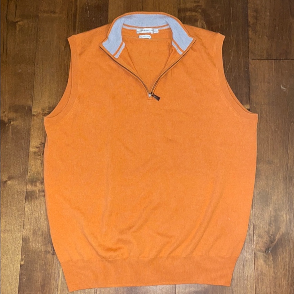 PETER MILLAR ORANGE SWEATER VEST LIKE NEW MEDIUM